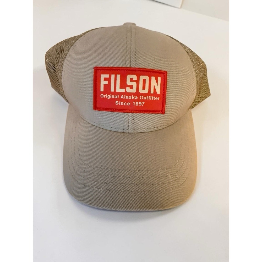 Filson Hat Adjustable Baseball Cap Original Alaskan 1897 Khaki Red Patch Logo